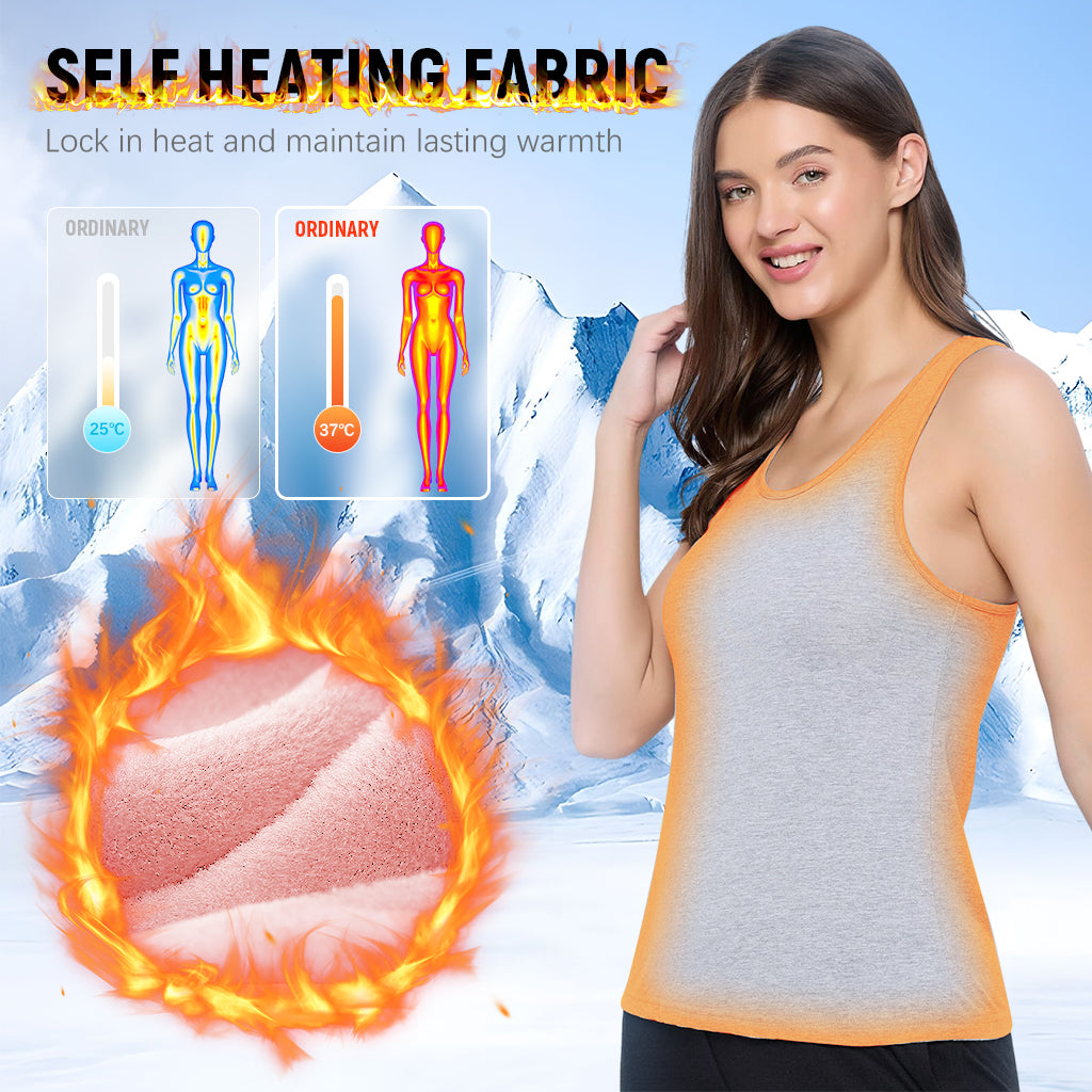 PALAY Thermal Top for Women U-neck Winter Vest Top for Women Warm Fleece Lined Wide Strap Vest Thick Tank Top Winter Basic Warm Vest, Black
