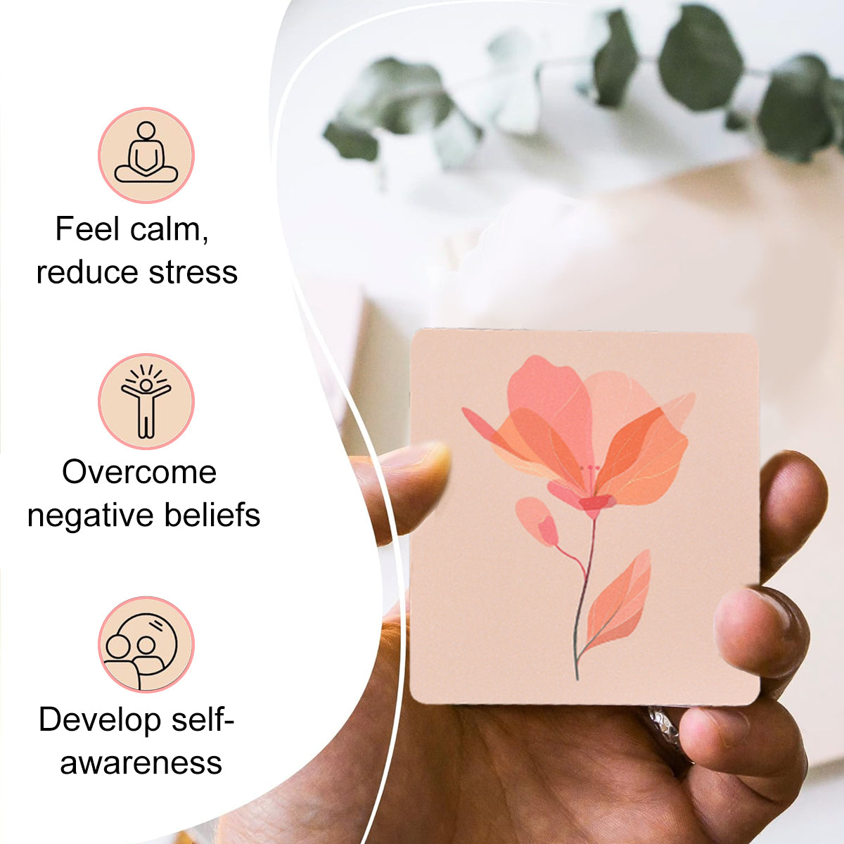 HASTHIP Positive Affirmations Cards for Women - 50 Mindfulness Cards with Affirmations and Inspirational Quotes - Motivational Cards, Meditation Cards, Gift for Women