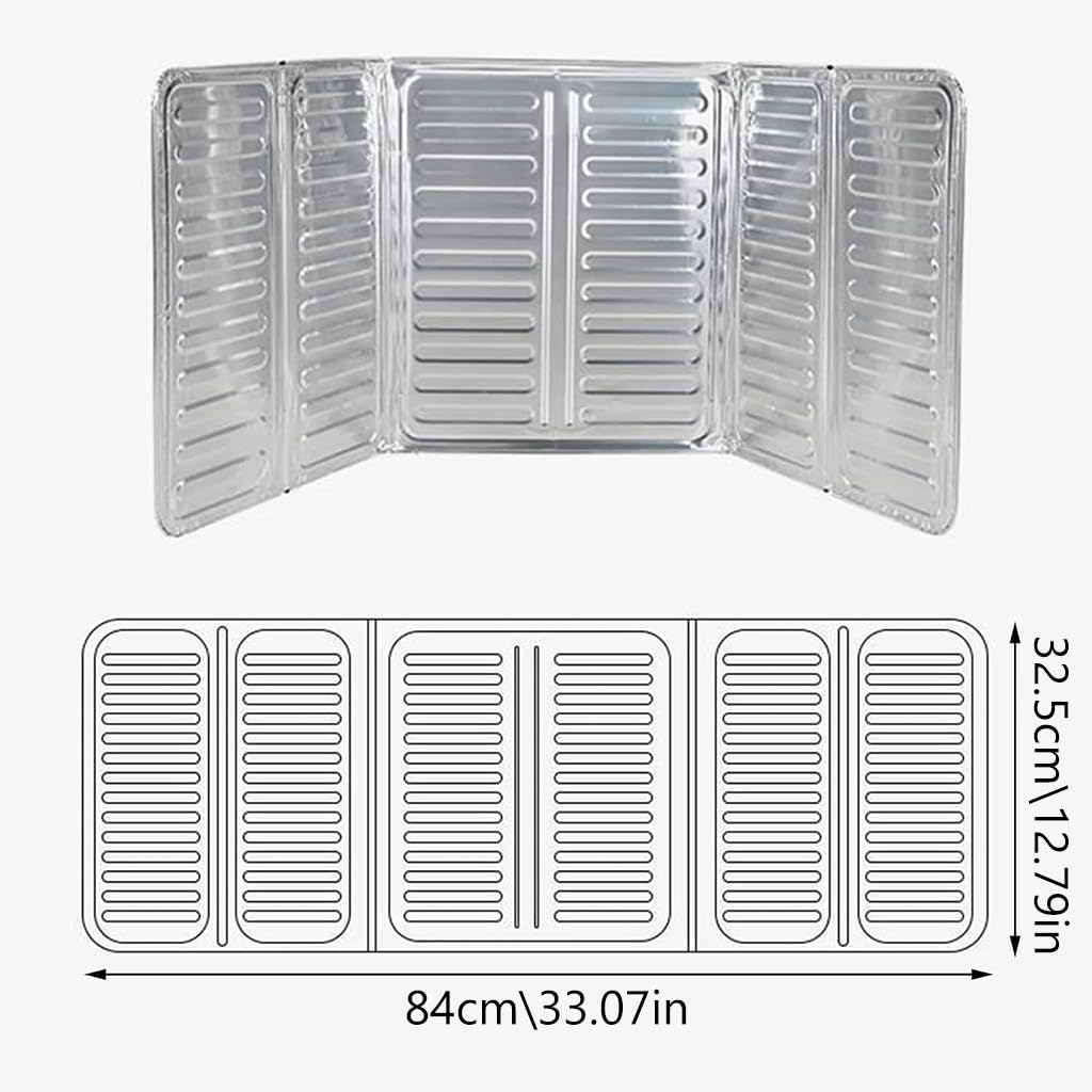 Supvox Kitchen Oil Splash Guard Reuseable Oil Splash Guard One-piece Triple Fold Oil Splash Guard Aluminum Foil Oil Splash Guard for Single Stove Oil Splash Proof Screen Board, 32.5x84cm