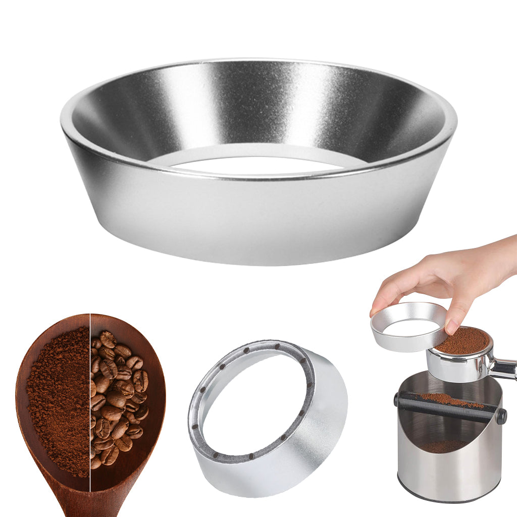 Supvox 51mm Portafilter Powder Ring with 12 Magnets Aluminum Alloy Portafilter Powder Ring Wide Open Dosing Funnel No Spill Portafilter Powder Ring