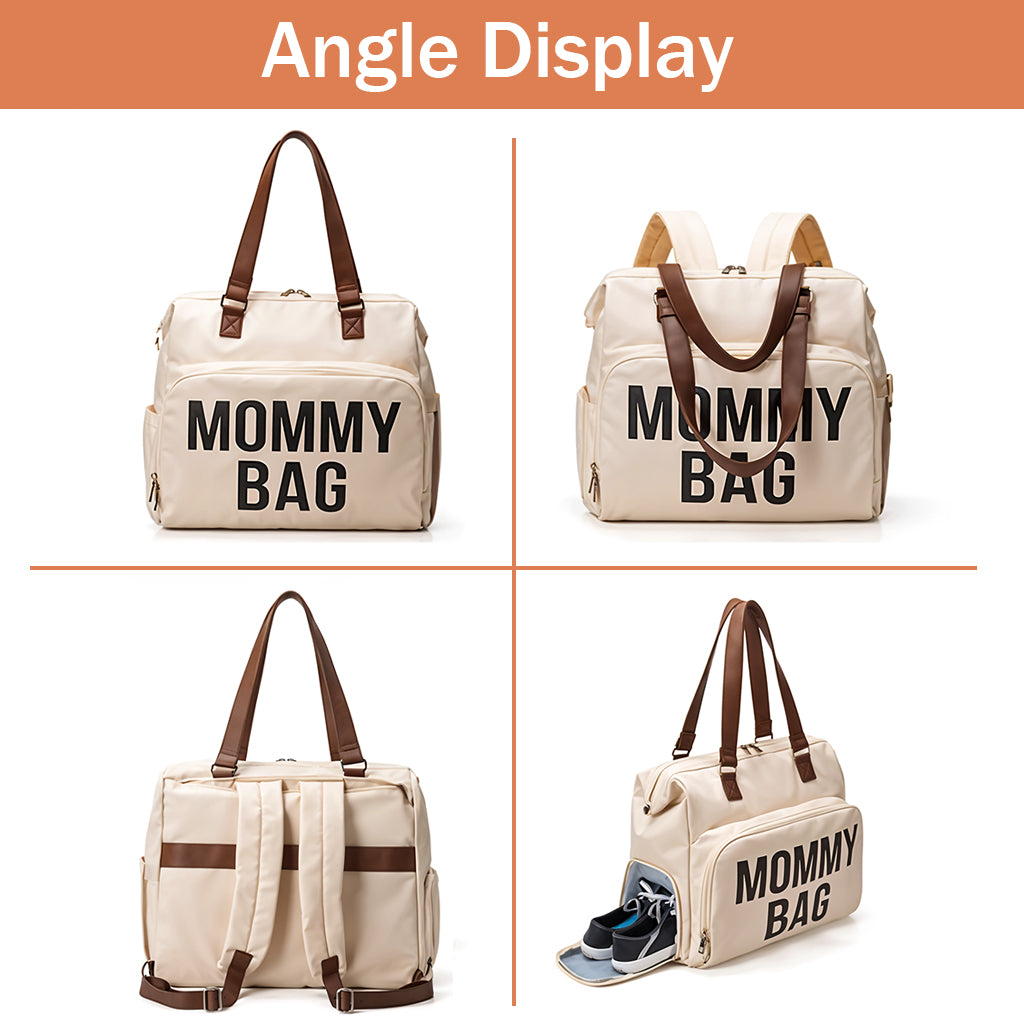 ZIBUYU Diaper Bag Mommy Tote Bag Oxford Cloth Mommy Bag Backpack Shoulder Bag Multi Layer Waterproof Portable Diaper Bag Backpack Travel Mommy Tote Bag, Beige.