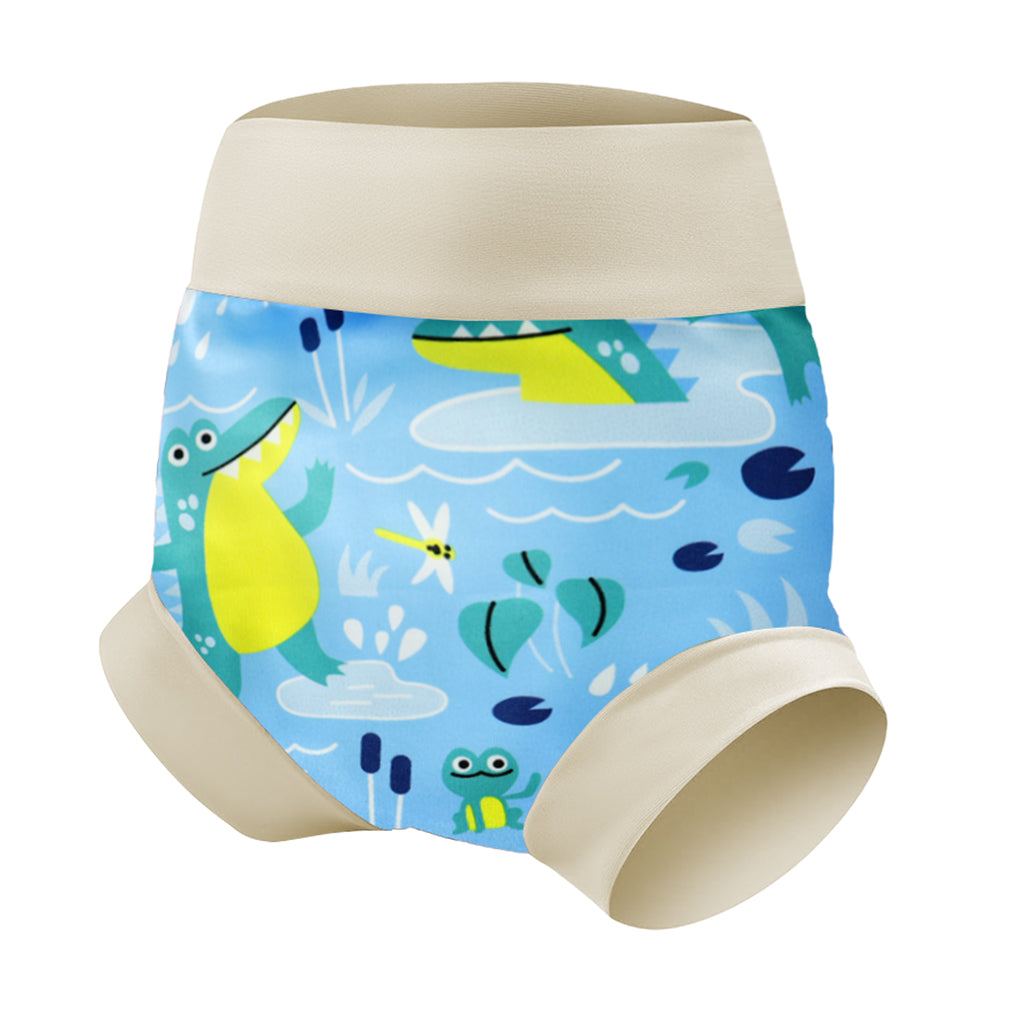 SNOWIE SOFT Baby Swimming Diapers for 1 to 2 Year Reusable & Washable Cartoon Print Towel Cloth Baby Swim Diaper Shorts High Waist Breathable TPU Waterproof Diaper for Baby Swimming