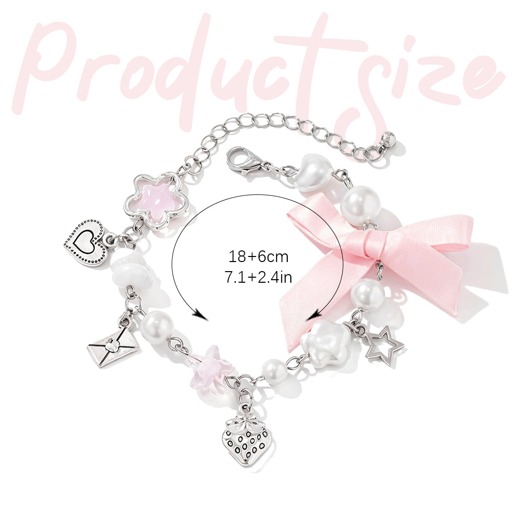 SANNIDHI Bracelet for Girls Stylish Star Strawberry Heart Charms Bracelet Cute Hand Bracelet Punk Gothic Y2K Accessories Valentine Birthday Gift for Girlfriend, Women, Girls