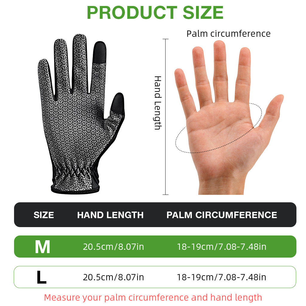 Proberos® Running Sports Gloves, Non-slip Touch Screen Sun Gloves Driving Gloves Riding Gloves Hiking Gloves UV Protection Sun Gloves Outdoor Full Finger Gloves for Cycling Driving Fishing, Black, M