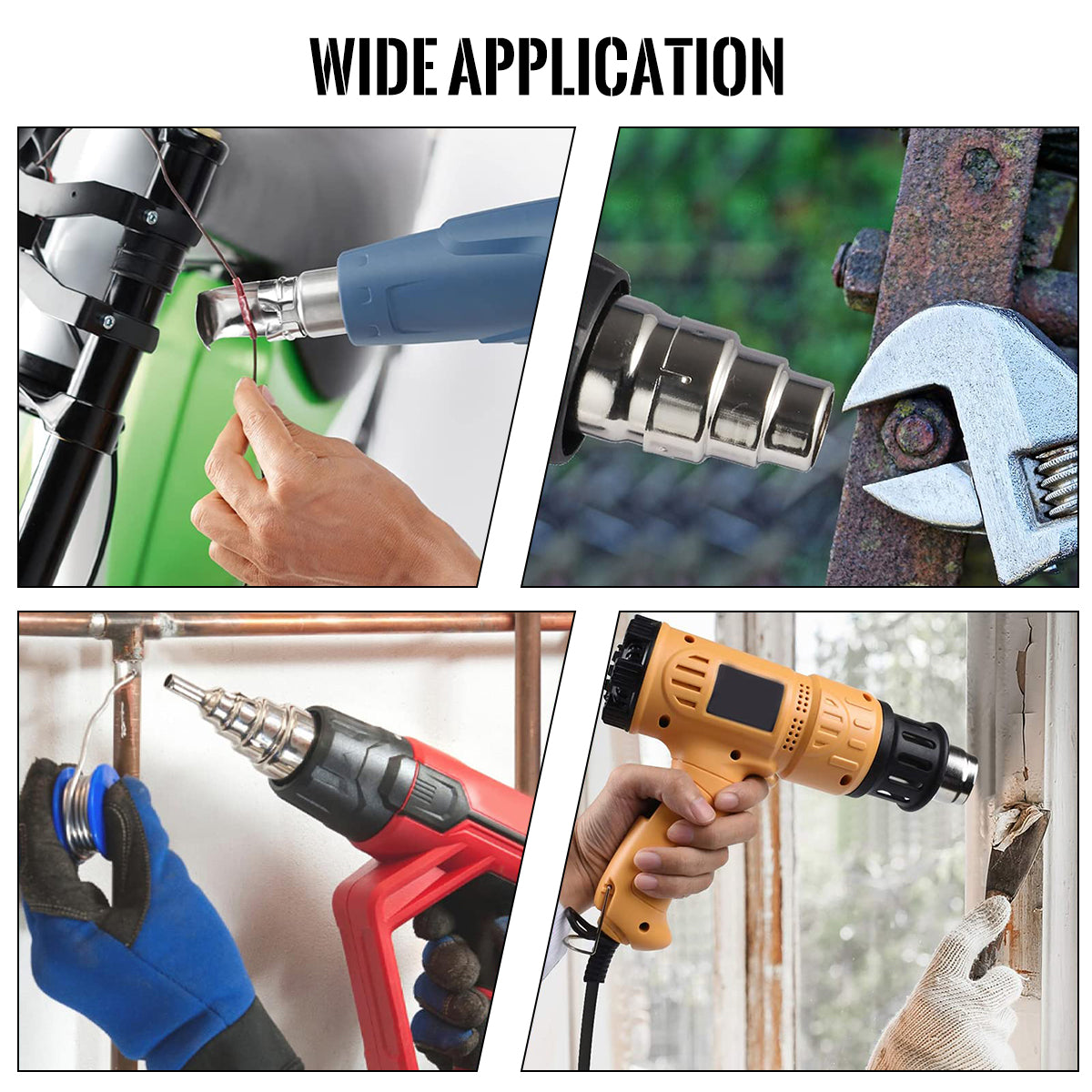 Serplex 4Pcs Heat Gun Nozzles 4 Type of Heat Gun Nozzles Stainless Steel Conical Nozzles Soldering Station Nozzle Reflector Deflector Nozzle for Hot Air Gun