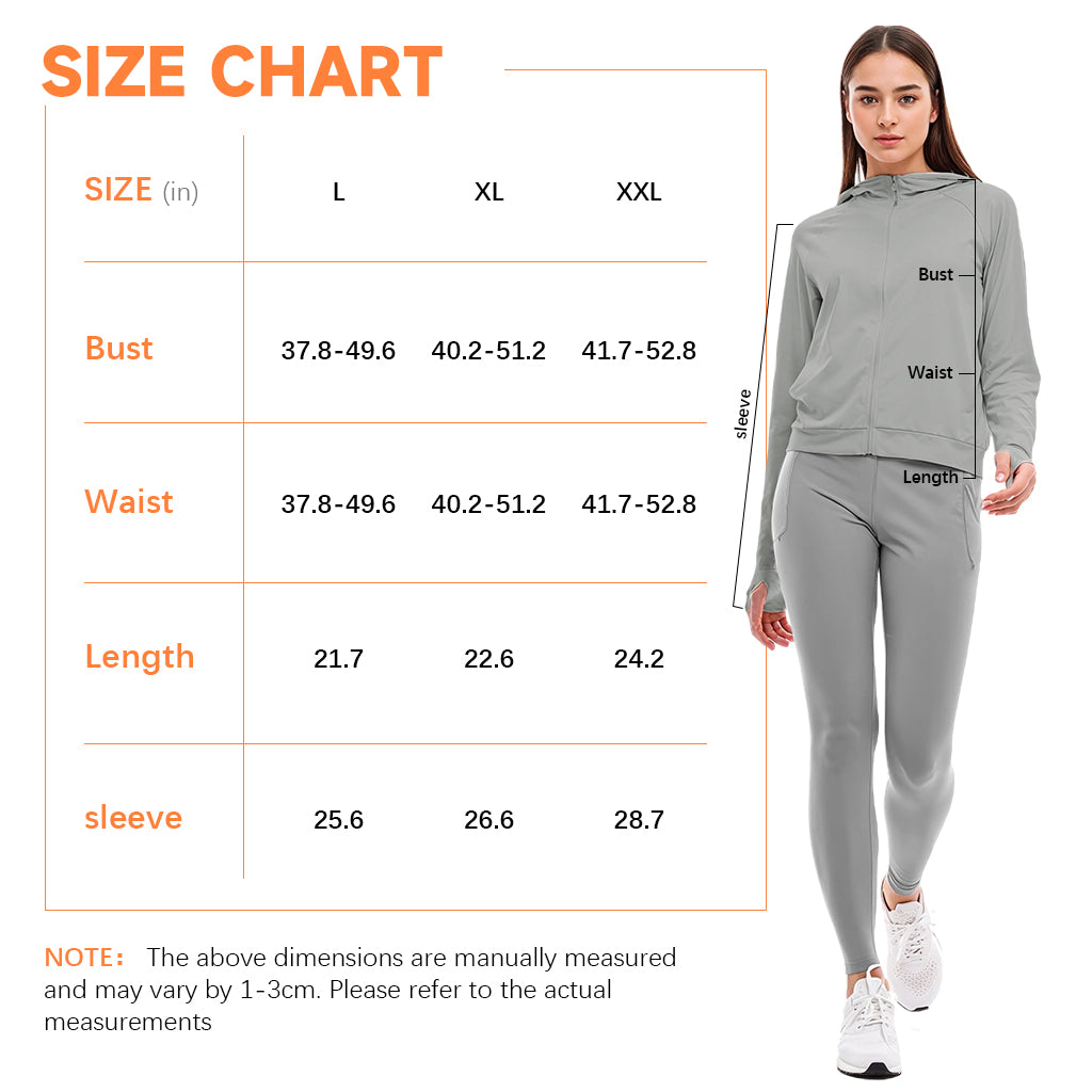 SANNIDHI Women's Sun Protection Jacket UPF 50+ Full Zipper Long Sleeve UV Hoodie Shirts Outdoor Athletic Jacket with Pocket Cooling Summer Clothing for Outdoor Hiking, L, Grey