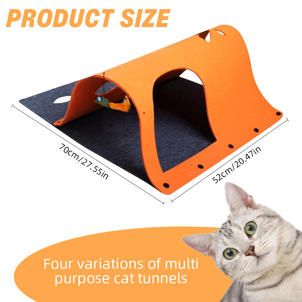 Qpets Felt Cat Tunnel Cat Toy Set of 2 Pieces Freely Assemble Felt Transformable Cat Tunnel Cut Out Felt Hide Cave, 52x70cm Per One