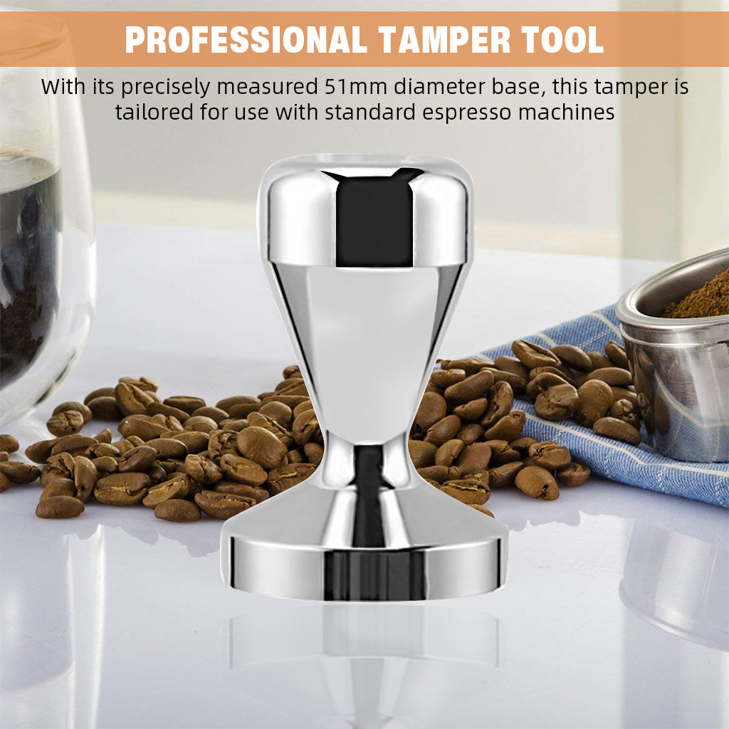 Supvox 51mm Espresso Tamper Heavy Duty Stainless Steel Barista Coffee Tamper Elegant Plating Finish Espresso Tamper Espresso Tamper Coffee Press Tool