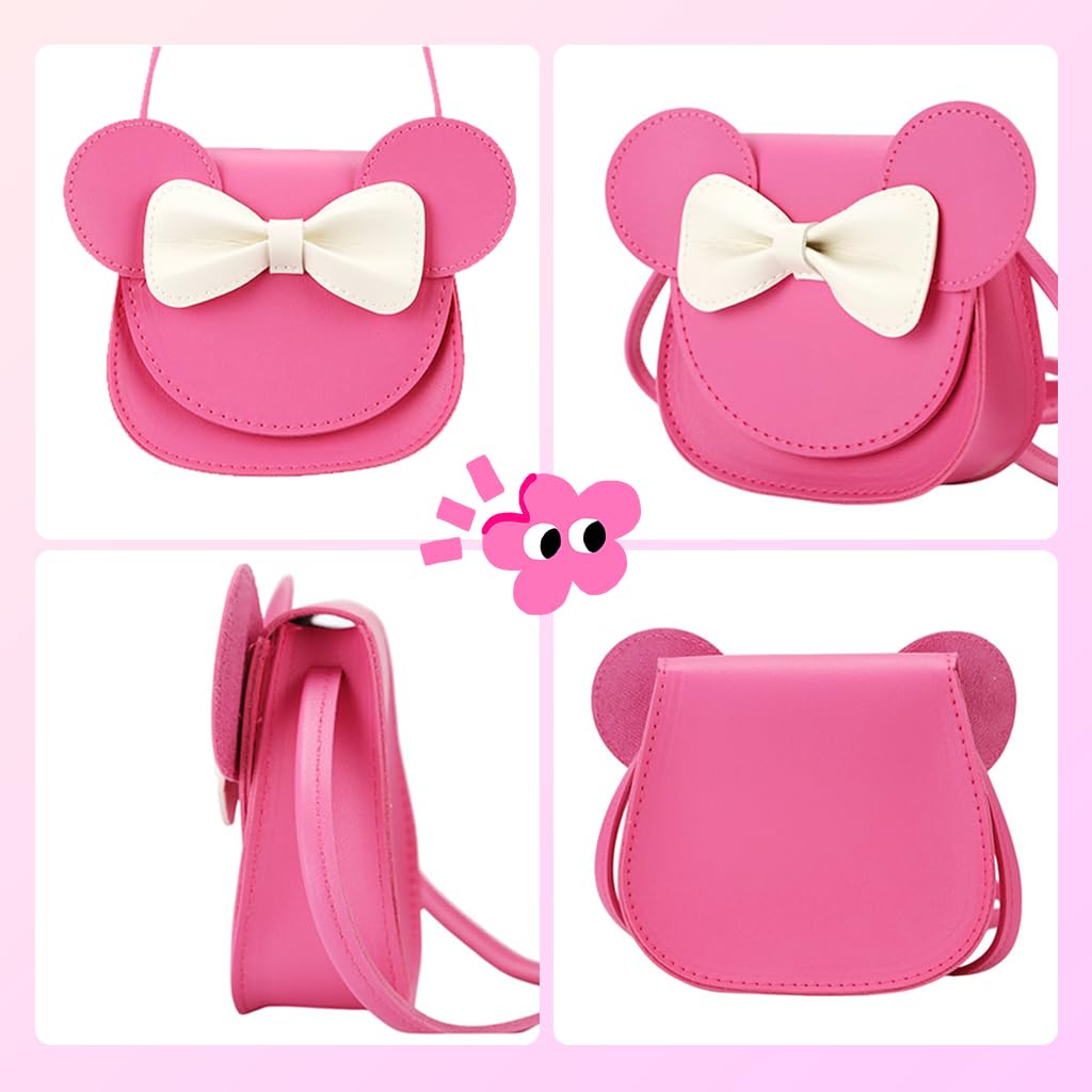 SNOWIE SOFT Kawaii Sling Bag Girls Small Shoulder Bag Cute Pink Minnie PU Shoulder Bag Travel Crossbody Bag for Little Girls Gift for Girls Birthday Gift Christmas Gift, 17x5x14cm