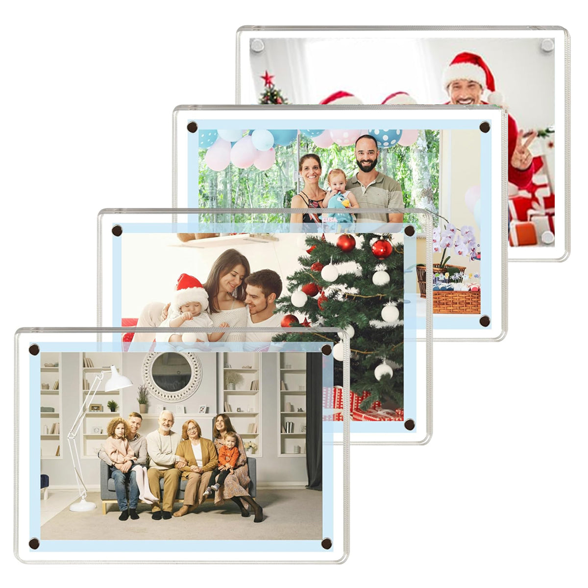 HASTHIP 4Pcs 6 * 4 Inch Acrylic Magnetic Photo Frame Transparent Magnetic Photo Frame for Fridge