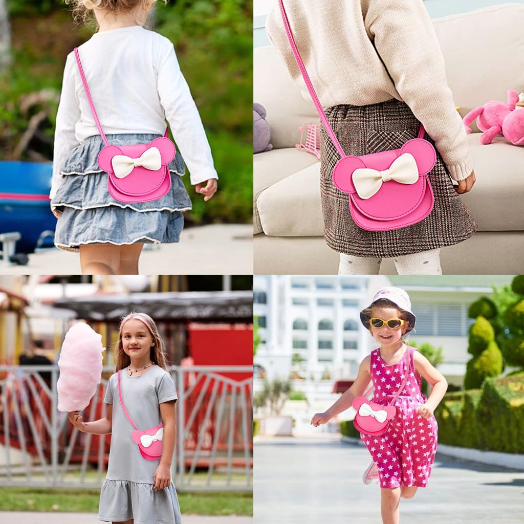 SNOWIE SOFT Kawaii Sling Bag Girls Small Shoulder Bag Cute Pink Minnie PU Shoulder Bag Travel Crossbody Bag for Little Girls Gift for Girls Birthday Gift Christmas Gift, 17x5x14cm