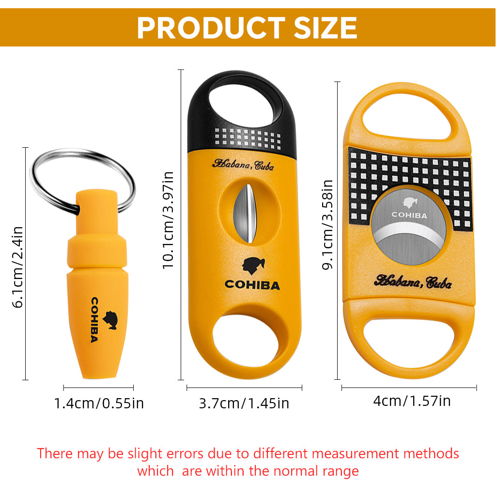 HASTHIP Cigar Cutter Set, Guillotine, Enlarge V-Cut Fit All Cigar Sizes, Cigar Punch with Keyring Gift Cigar Accessories - 3 Pack