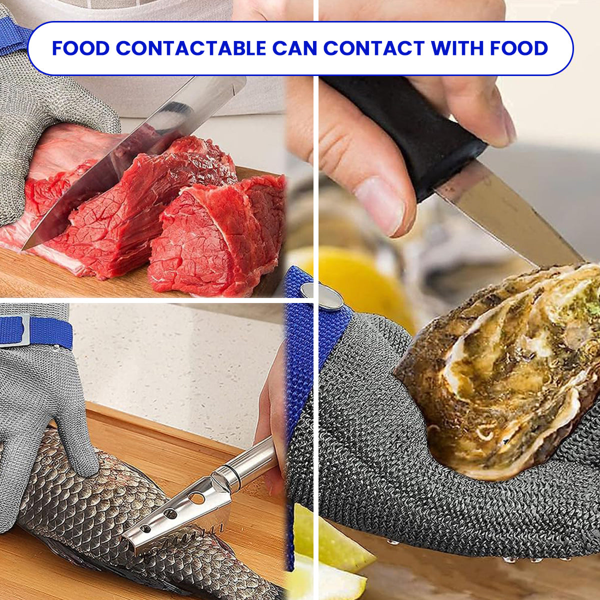 HASTHIP 1Pcs Work Gloves Stainless Steel Mesh Glove Anti-Cut Work Gloves Stainless Steel Mesh Glove Puncture Proof Safety Glove for Fish Handling, Meat Processing, Metalworking, Gardening