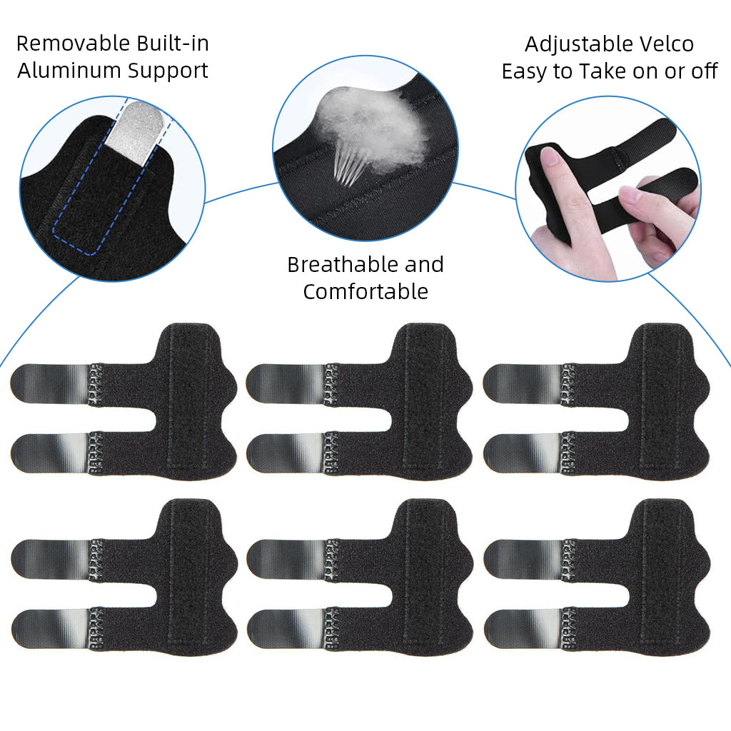 HANNEA 6Pcs Finger Splints Dual Hook and Loop Closure, Adjustable Thumb Support Finger Support Finger Stabilizer Brace for Pain Relief, Fractures, Ligament Sprains, Tendon Injuries, Arthritis