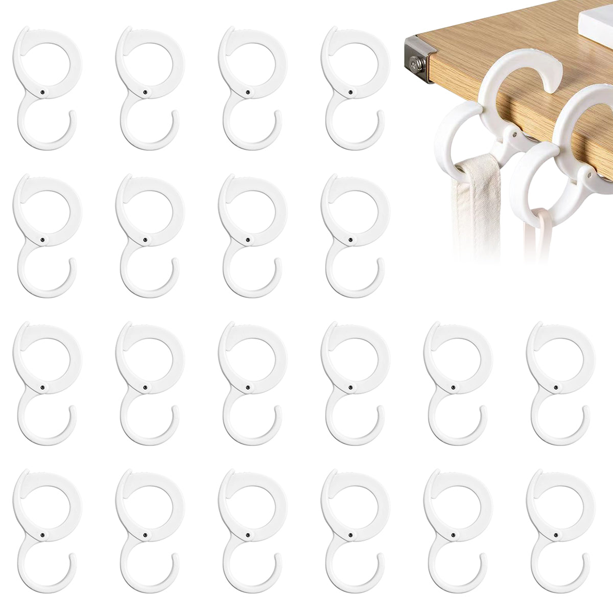 HASTHIP 20pcs Utility S Hooks Bike Handle Bar Hooks S Shaped Hooks Adjustable Snap-on S-Hook Muti Use Windproof Clothesline Hooks Desk Edge Bag Holder