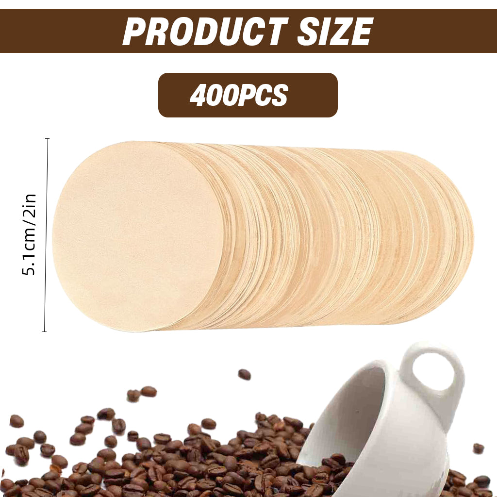 Supvox 400 Counts Unbleached Coffee Filters for 51mm Espresso Portafilter Moka Pot Coffee Paper Filters Replacement Paper Filter Packs White Coffee Filter Paper Round Coffee Maker Filters