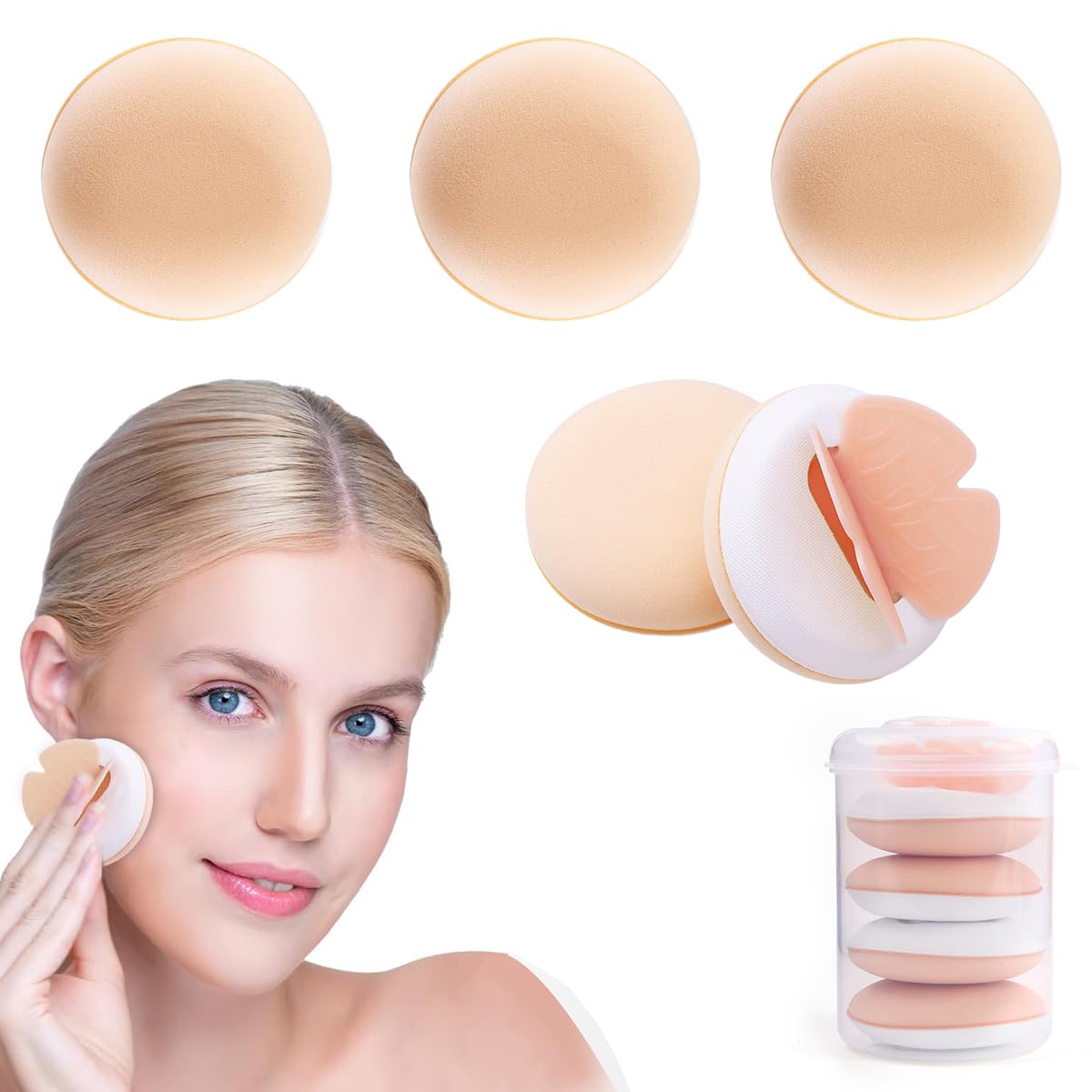 MAYCREATE 4Pcs Makeup Sponge Puff Non Latex Polyurethane Makeup Sponge Puff Dry & Wet Use Beauty Blender Sponge Butterfly Wing Beauty Sponge Blender Sponge