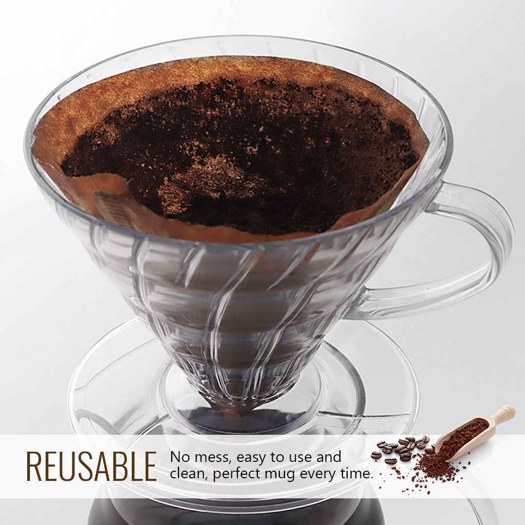Supvox Plastic V60 Coffee Dripper Heat Resistant Resin Pour-Over Coffee Dripper with Handle Universal Pour-Over Coffee Dripper for Coffee Server 1-4 Cups, V60 Dripper Alternative