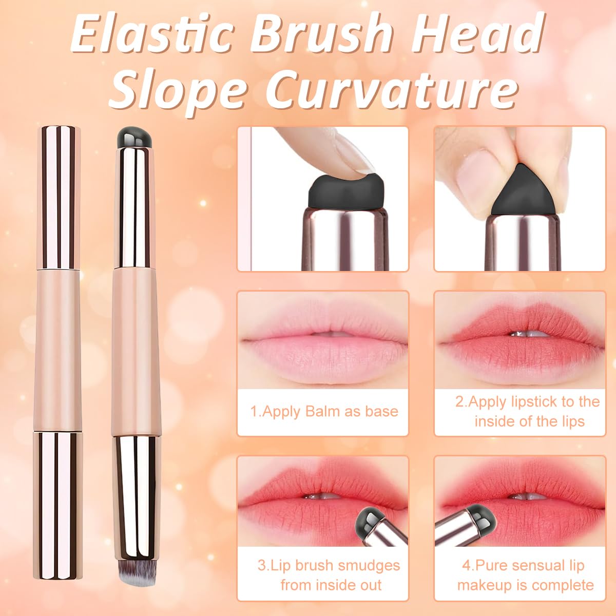 MAYCREATE Lipstick Silicone Brush 2 In 1 Lip Balm Silicone Applicator with Blending Brush Multifunctional Lipstick Brush Travel Makeup Tools for Lipstick, Lip Gloss, Concealer, Foundation, Pink