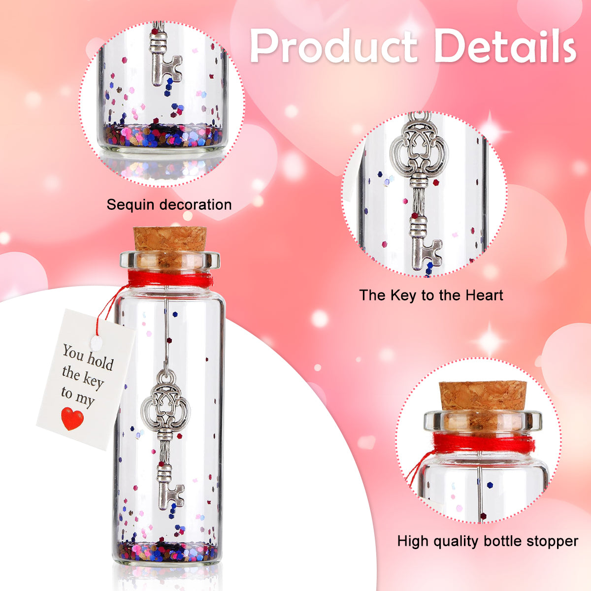 HASTHIP Mini Decorative Jar, Romantic Cork Stopper Drift Bottle, Romantic Gift for Girlfriend & Boyfriend, Wife, Gifts From Husband, Valentine's Day Gifts for Women Cute Anniversary Wedding Gifts