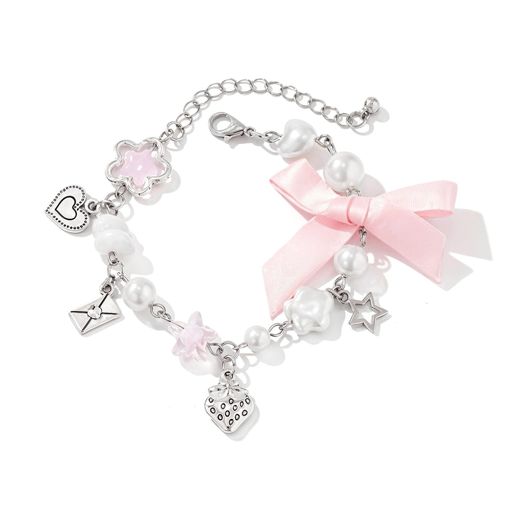 SANNIDHI Bracelet for Girls Stylish Star Strawberry Heart Charms Bracelet Cute Hand Bracelet Punk Gothic Y2K Accessories Valentine Birthday Gift for Girlfriend, Women, Girls