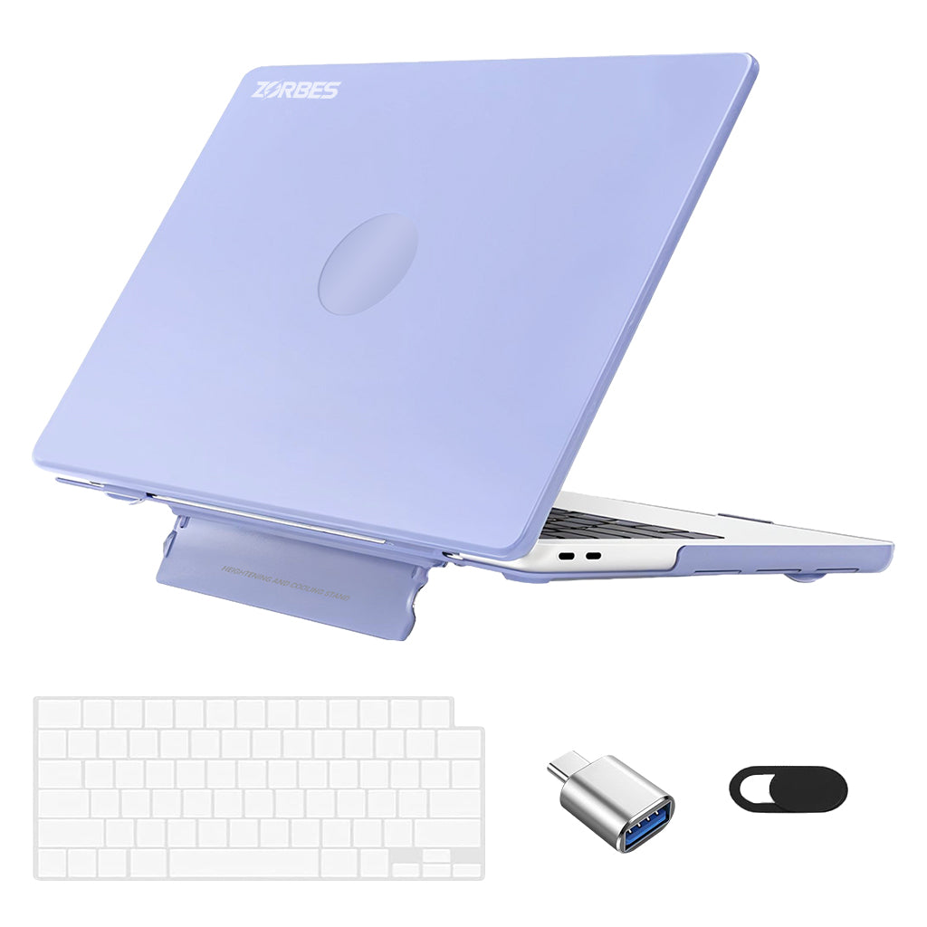ZORBES Laptop Case for MacBook Air 13.6 inch 4 in 1 Accessories Kit with Keyboard Cover, Lens Privacy Shield, USB C Adapter Purple Matte Laptop Case for MacBook Air 13.6 inch A3113 M3/ A2681 M2