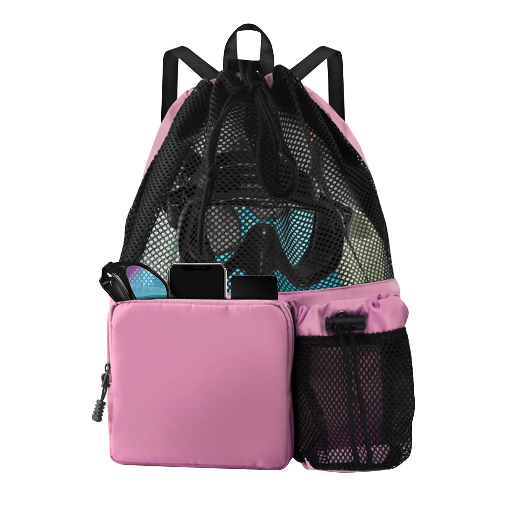 Proberos Drawstring Swimming Bag, 30L Quick Dry Mesh Beach Bag Drawstring Backpack Swimming Gear Bag Lightweight Drawstring Bag Multifunctional Outdoor Bag for Riding, Hiking, Swimming, Camping