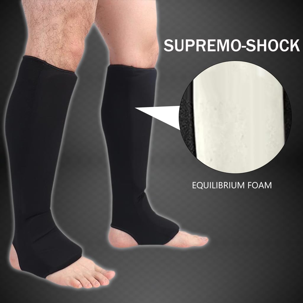 Proberos Elastic Shin Instep Guards with Insert Pads, Instep MMA Muay Thai Kick Boxing Taekwondo Protector Training, Shin Guards Adults Shin Instep And Instep Guards, Size L