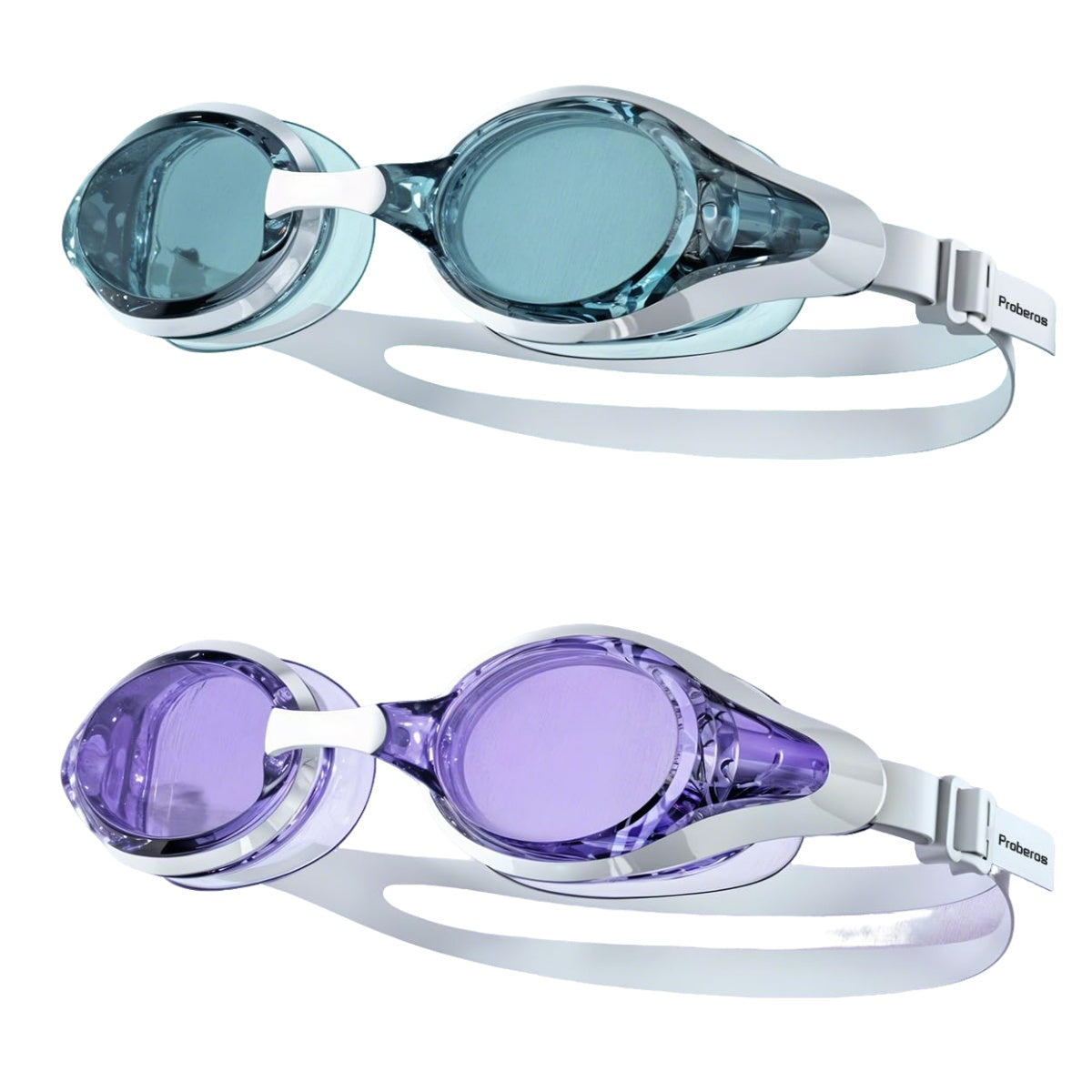 Proberos® 2 Pcs Anti-Fog Polarizing Swim Goggles for Men & Women, Adjustable Strap, UV Protection, Wide Vision, Leakproof Silicone Seal, Stylish Design with Free Case - Vibrant Green+Purple