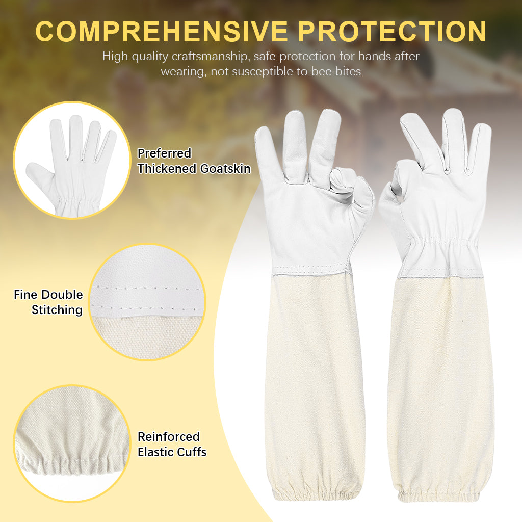 HASTHIP Beekeeping Gloves  Elastic Cuff Elbow-length Protective Working Gloves Thicken Anti-slip Gardening Gloves Landscaping Gloves for Men Women, XL