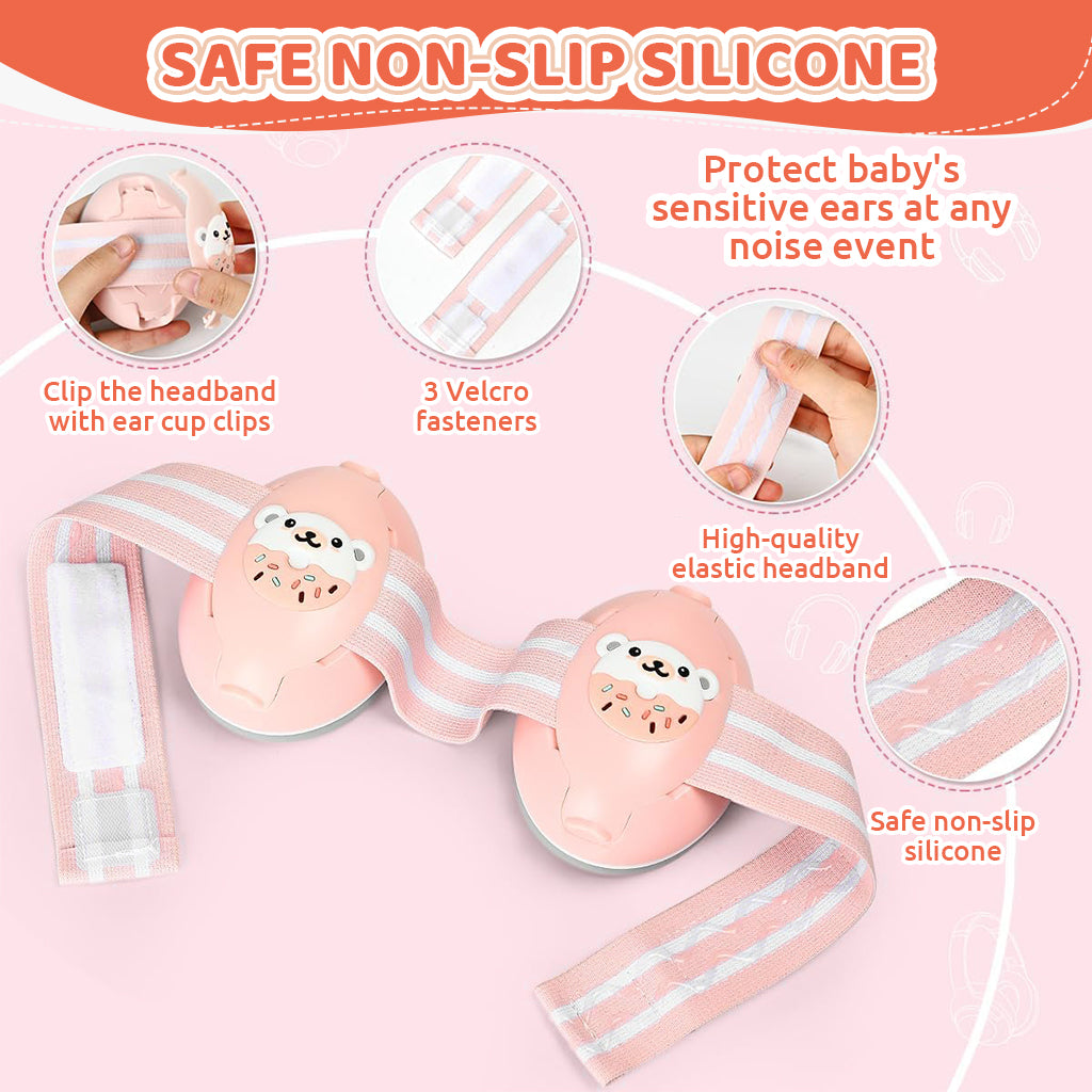 SNOWIE SOFT Adjustable Baby Ear Muff Noise Reduction Headphone 2 in 1 Noise Cancelling Ear Muffs with Interchangeable Headbands Flight Sleep Travel Baby Ear Muffs for Babies Toddlers 6-48 Months