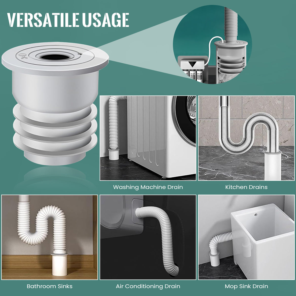 Supvox Kitchen Sewer Plug,  Anti-odor Leakproof Silicone Sewer Plug,  Universal Variable Silicone Sewer Plug for Kitchen Sewer Pipes, Bathroom, Variable Size Cuttable Design