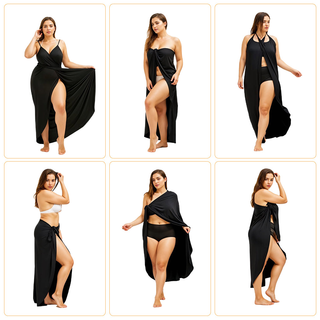 PALAY Fashion Pareo Women Beach Cover Bikini Cover-up Wrap Cover Dress Thin Strap Beach Cover-up Backless Dress Sarong, L