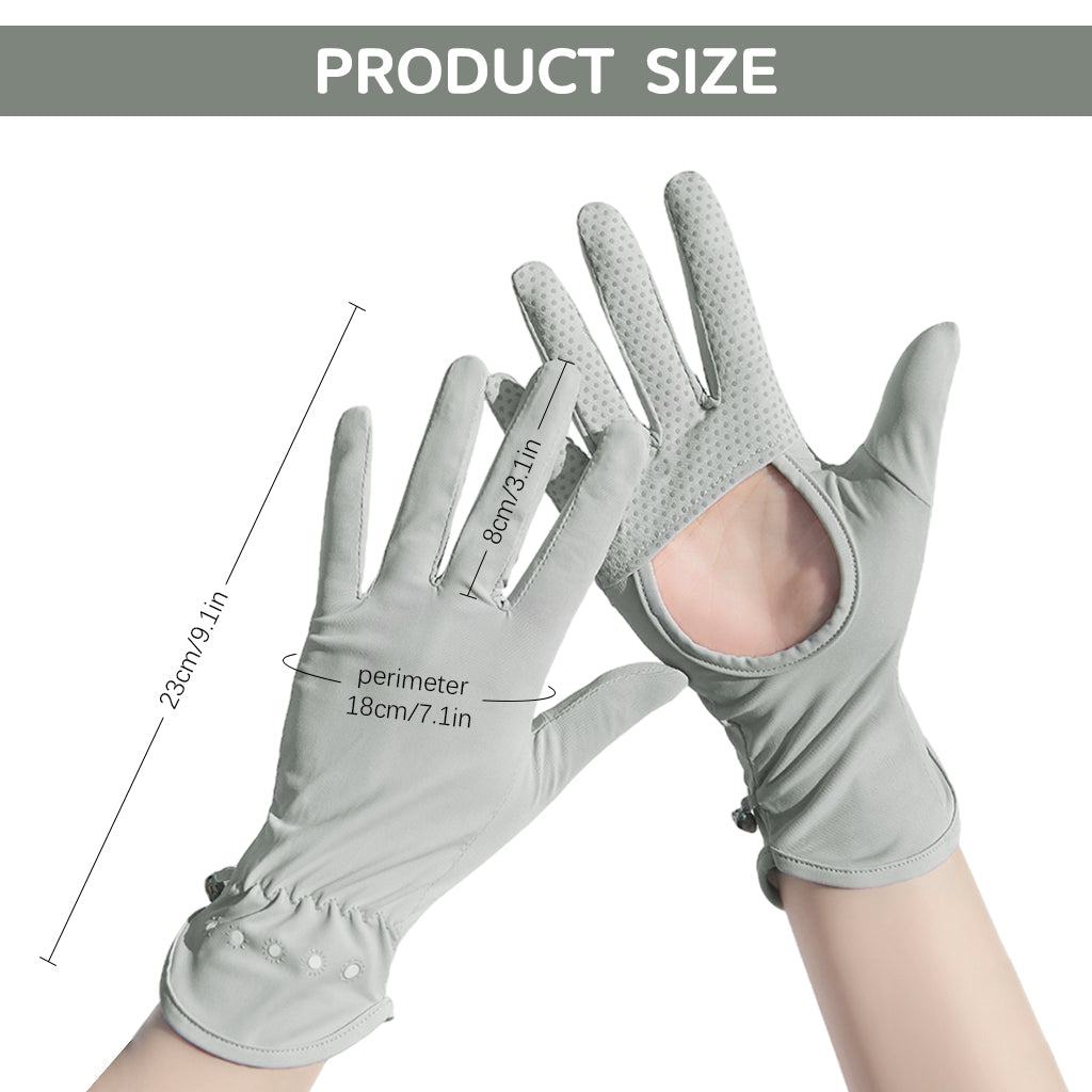 SANNIDHI Hand Gloves for Sun Protection Gloves for Women Bike Riding, UPF 50+ UV Protection Ice Cool Gloves, Grey Summer Gloves for Driving, Golfing (Elastic Cuff & Breathable Palm Design)