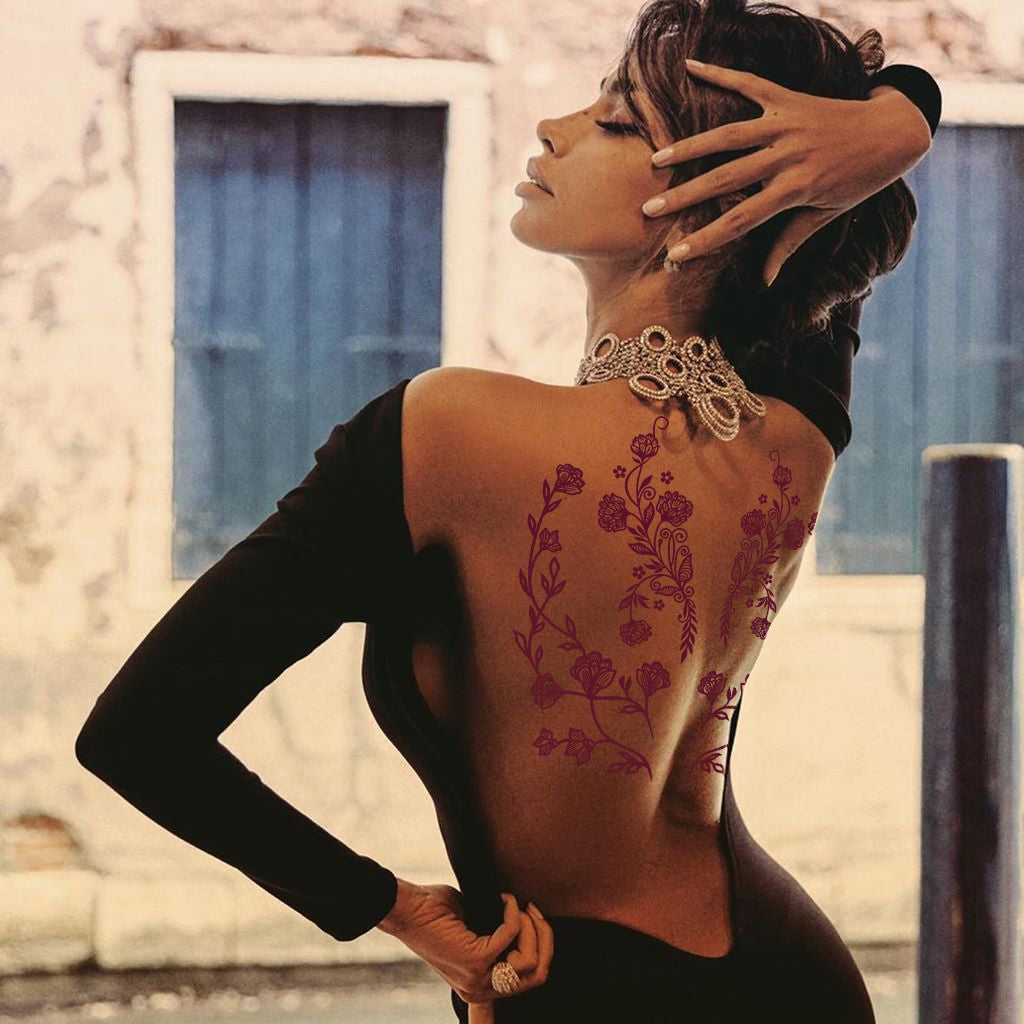 MAYCREATE 6 Sheet Henna Tattoo Stickers Assorted Floral Henna Patterns Tattoo Stickers Waterproof Henna Tattoo Stickers for Arm, Hands, Feet Temporary Henna Tattoos Stickers
