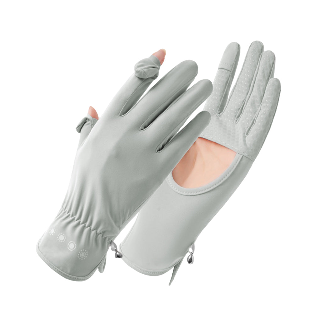 SANNIDHI Hand Gloves for Sun Protection Gloves for Women Bike Riding, UPF 50+ UV Protection Ice Cool Gloves, Grey Summer Gloves for Driving, Golfing (Elastic Cuff & Breathable Palm Design)