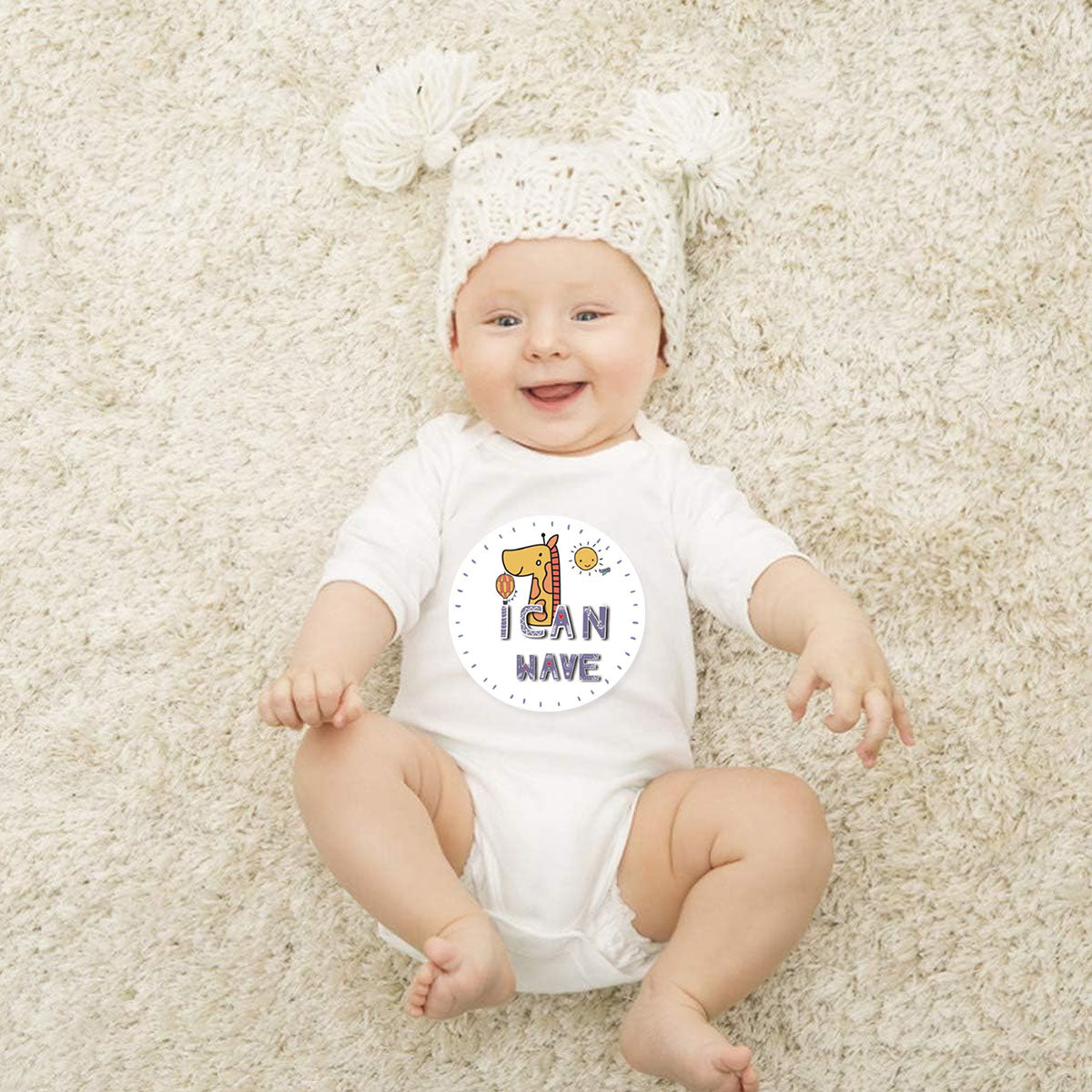 SNOWIE SOFT 12Pcs Baby Skill Milestone Stickers Baby Photography Props Animals Sticker 'My First I Can'' Milestone Stickers Photo Props for Babies Newborn Monthly Milestone Stickers 10x10cm