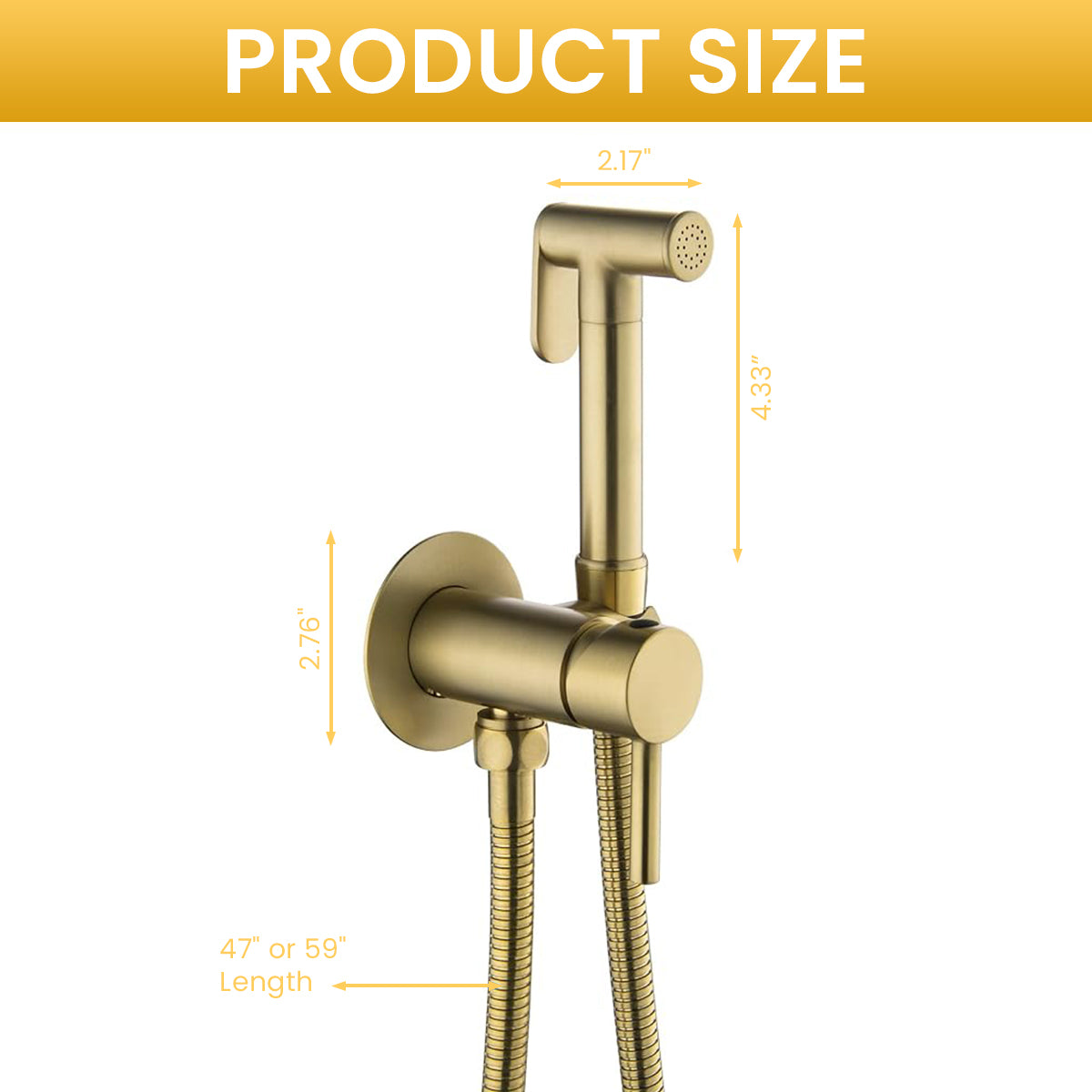 HASTHIP Pressurized Toilet Bidet Sprayer System Kit with Cool & Warm Water Settings, Lever Handle, Full Copper Golden Finish, Universal G1/2 Thread, Wall-Mounted Holder, Health Faucet for Bathroom