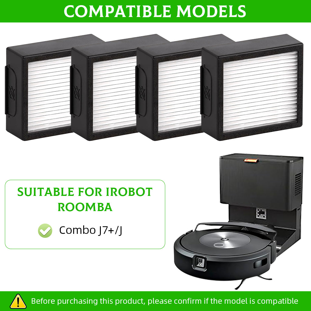 HASTHIP Compatible with iRobot Roomba Combo J7+ Universal Replacement Filters for Combo J7+/J Combo Series Self-Emptying Robot Vacuum, Pack of 4
