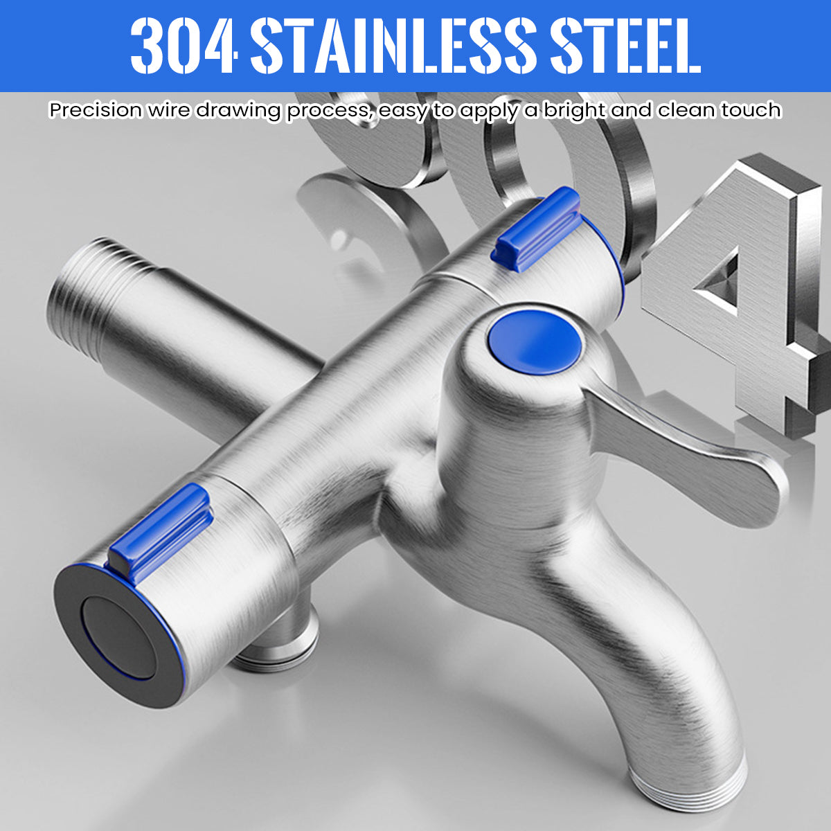 Supvox Stainless Steel Wall Mounted Faucet 3 in 1 Bathroom Water Faucet with Divided Valves Shower System Water Tap Laundry Machine Water Faucet Toilet Faucet 1/4'' Universal Wall Mounted Faucet