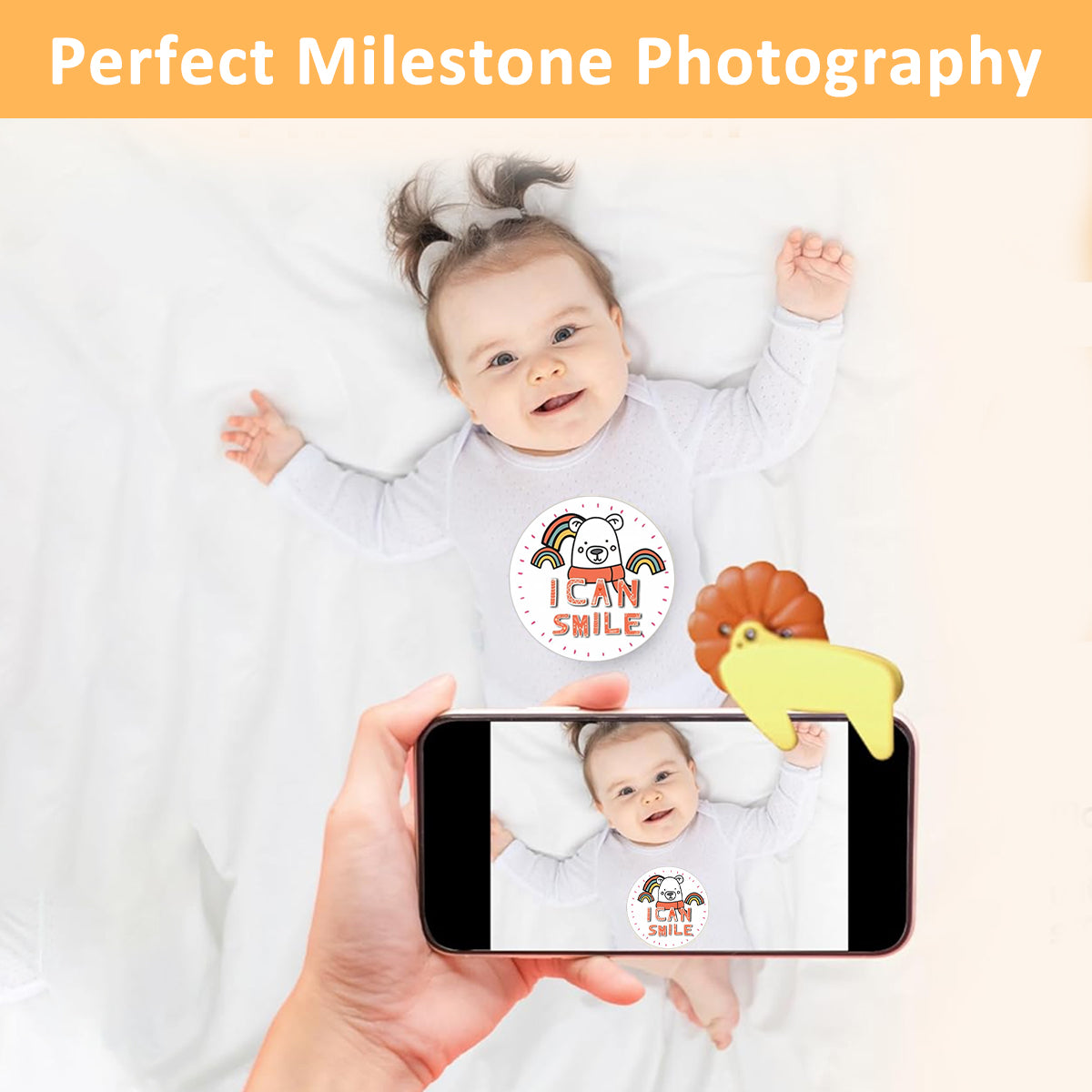 SNOWIE SOFT 12Pcs Baby Skill Milestone Stickers Baby Photography Props Animals Sticker 'My First I Can'' Milestone Stickers Photo Props for Babies Newborn Monthly Milestone Stickers 10x10cm