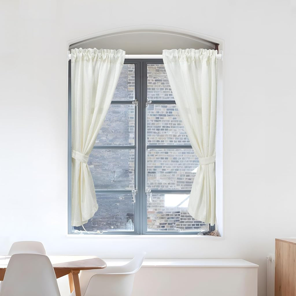 HASTHIP 1Pack Retractable Curtain Rod with 2 Wall hook, Spring Tension Rod Short Curtian Rods No Drilling Expandable Spring Loaded Curtain Tension Rod Adjustable 32.6-59 inches, White