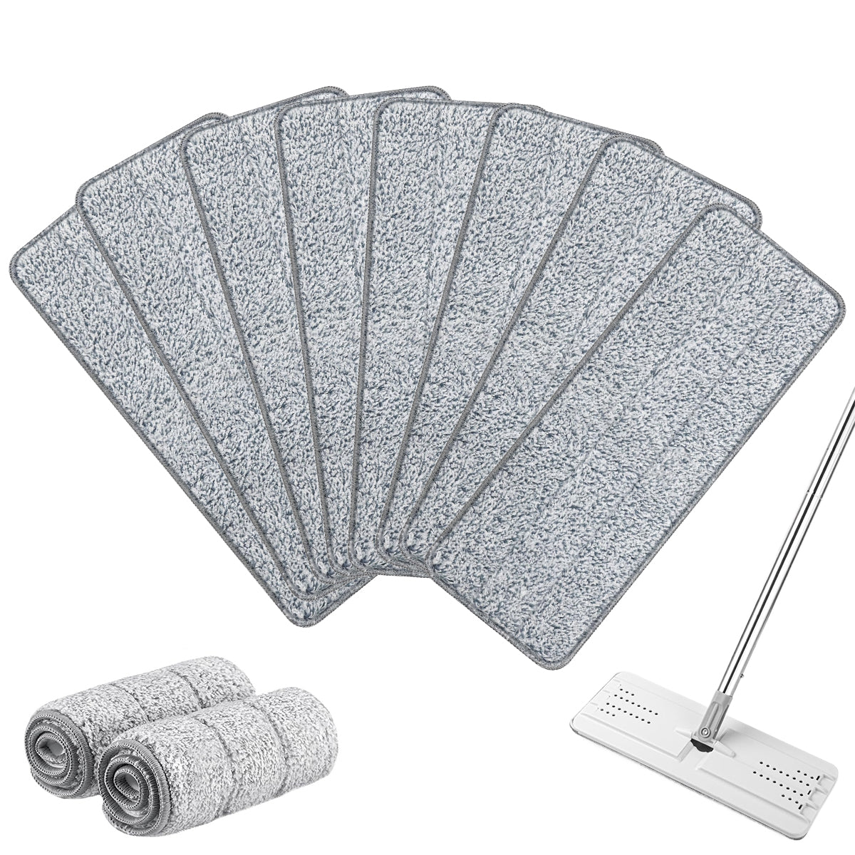 HASTHIP® 8Pcs 12.99 x 4.72 Replacement Flat Mop Head Refill Microfiber Mop Pads for Wet & Dry Mops Floor Cleaning Pads, Stick-on Microfiber Mop Pads Washable Mop Pads Universal Replacement Mop Pads