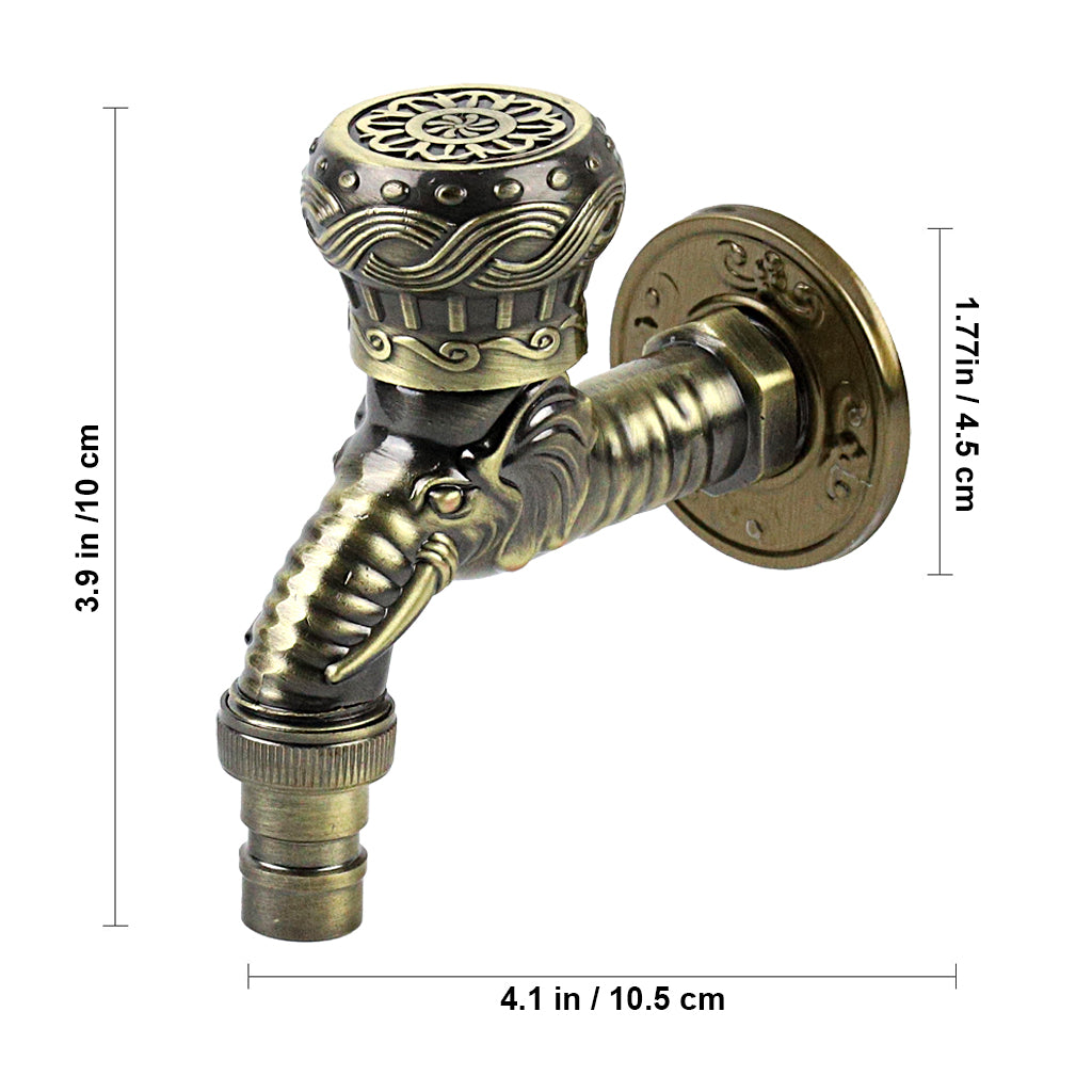 HASTHIP Vintage Zinc Alloy Elephant Embossed Faucet, Decorative Garden & Bathroom Water Tap, Corrosion-Resistant 1/2 Inch Universal Spigot, Multi-Purpose Sink Faucet for Indoor/Outdoor Use
