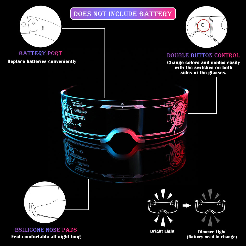 PATPAT LED Glasses For Party,  USB Rechargeable Glow Glasses Light Up Glasses For Party, Glasses for Concerts, Nightclubs, Neon, Bachlore Party Light up Shutter Led Neon Rave Glasses Sunglasses
