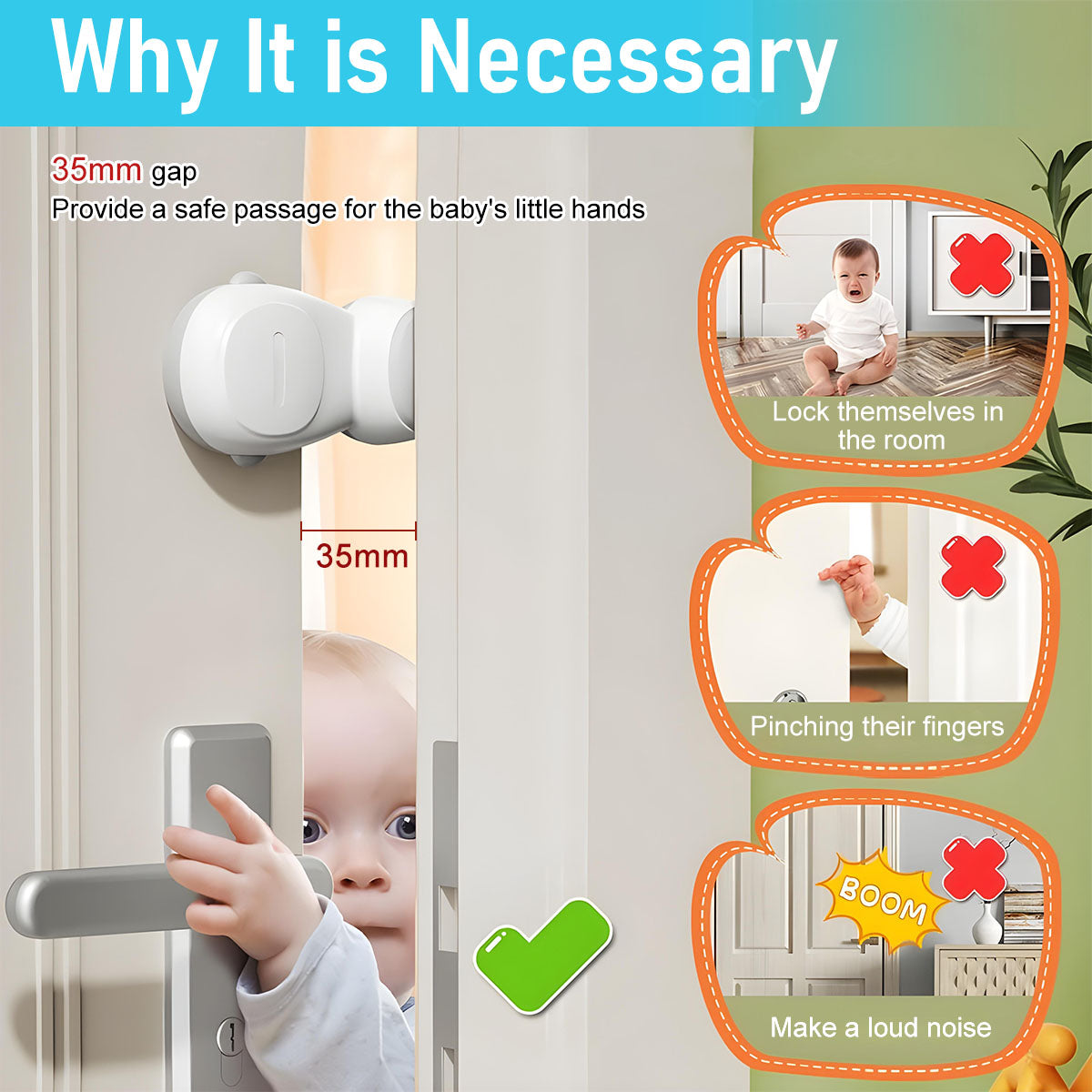 SNOWIE SOFT® 2Pcs Door Stopper Baby Safety Anti-Pinch Finger Guards Door Stopper for Kids Safety Flexible Anti-close Slam Stopper Self Adhesive Baby Proofing Door Stopper for Home