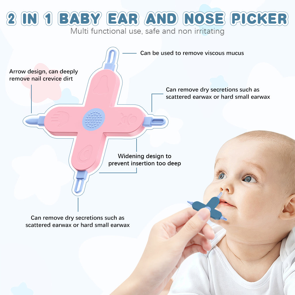SNOWIE SOFT 4 In 1 Baby Grooming Tool Nasal Cleaning Tool Booger Ear Wax Remover Tool Finger Nail Cleaning Tool Safe Gentle Multi in One Baby Grooming Tool