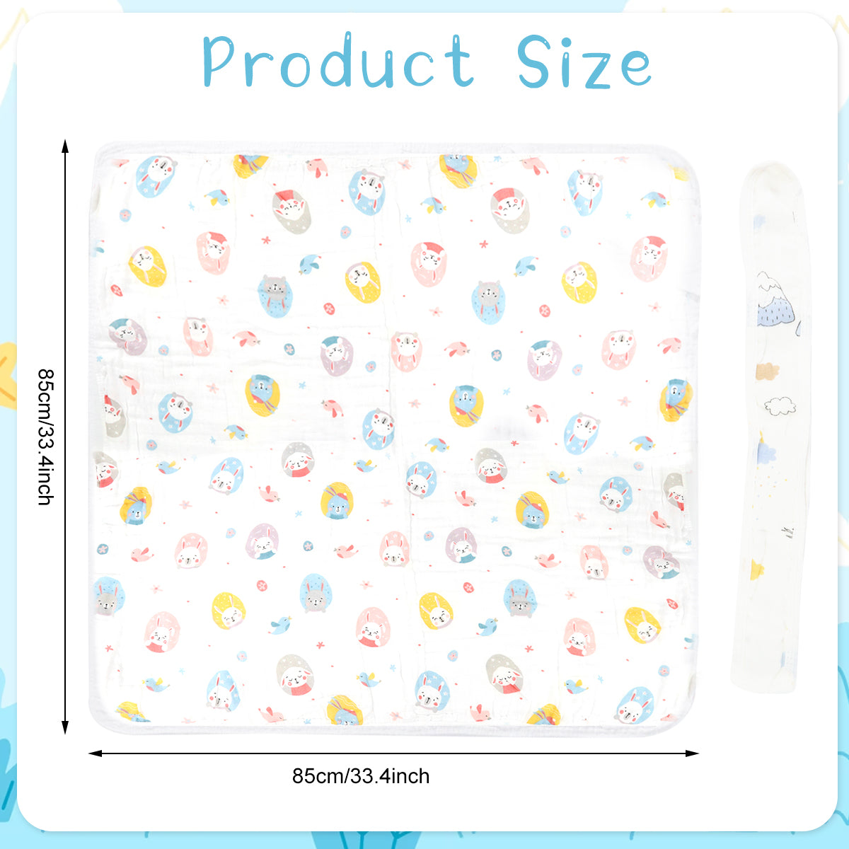 SNOWIE SOFT Baby Infant Bath Wrap Hooded New Born Wrap Ultra Soft Cotton Baby Swaddle Absorbent Baby Bath Wrap Bath Towel Cute Cartoon Baby Swaddle Bath Towel Shower Gift for Baby Girls Boys, 90x90cm