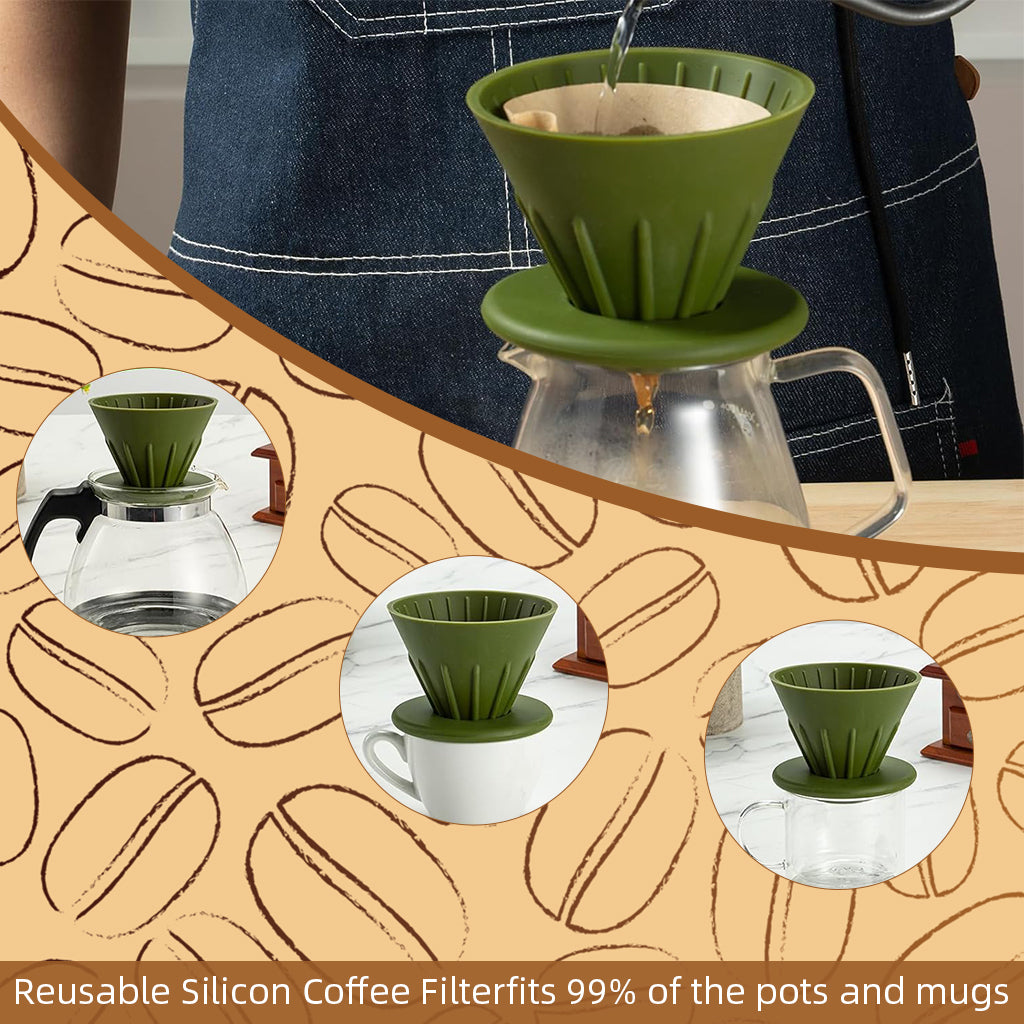 Supvox Coffee Dripper, Convertible Double Side Pour Over Silicone Coffee Dripper, Food Grade Silicone Reuseable Coffee Dripper Cone with Detachable Tray, 10.2cm Dia