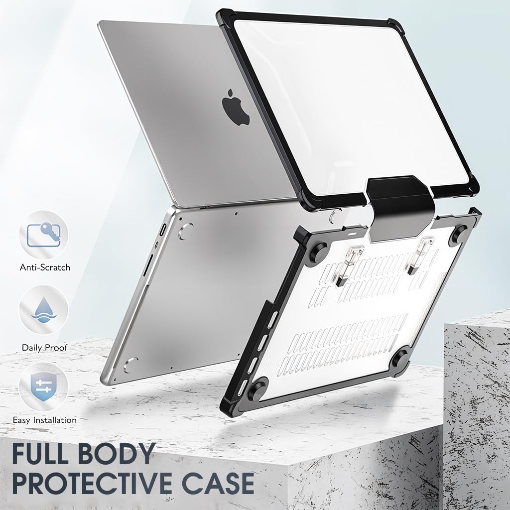 HASTHIP Laptop Case Cover for MacBook Air 13.6 inch 2022/2024 Sleek Rugged Protective Laptop Case with Riser Feet One-piece Snap-On Case Cover with Ventilation Back, Compatible with M2 A2681/M3 A3113